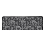 White And Grey Indian Elephant Print Long Kitchen Mat