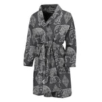White And Grey Indian Elephant Print Men's Bathrobe