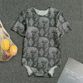 White And Grey Indian Elephant Print Men's Bodysuit