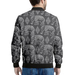 White And Grey Indian Elephant Print Men's Bomber Jacket