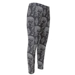 White And Grey Indian Elephant Print Men's Compression Pants