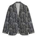 White And Grey Indian Elephant Print Men's Cotton Blazer