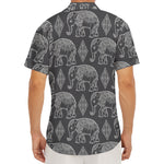 White And Grey Indian Elephant Print Men's Deep V-Neck Shirt