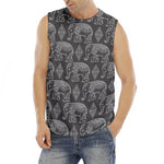 White And Grey Indian Elephant Print Men's Fitness Tank Top