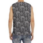 White And Grey Indian Elephant Print Men's Fitness Tank Top