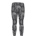 White And Grey Indian Elephant Print Men's Leggings