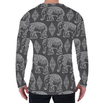 White And Grey Indian Elephant Print Men's Long Sleeve T-Shirt
