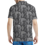 White And Grey Indian Elephant Print Men's Polo Shirt