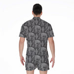 White And Grey Indian Elephant Print Men's Rompers