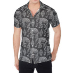 White And Grey Indian Elephant Print Men's Shirt