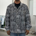 White And Grey Indian Elephant Print Men's Shirt Jacket