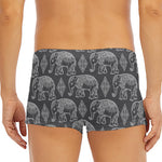 White And Grey Indian Elephant Print Men's Short Boxer Briefs