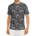 White And Grey Indian Elephant Print Men's Short Sleeve Rash Guard