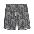 White And Grey Indian Elephant Print Men's Athletic Shorts