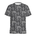 White And Grey Indian Elephant Print Men's Sports T-Shirt