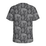 White And Grey Indian Elephant Print Men's Sports T-Shirt