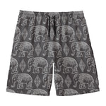 White And Grey Indian Elephant Print Men's Swim Trunks
