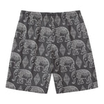 White And Grey Indian Elephant Print Men's Swim Trunks