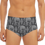 White And Grey Indian Elephant Print Men's Triangle Swim Briefs