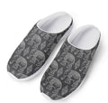 White And Grey Indian Elephant Print Mesh Casual Shoes