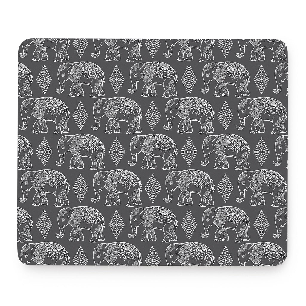 White And Grey Indian Elephant Print Mouse Pad