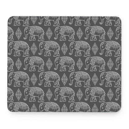 White And Grey Indian Elephant Print Mouse Pad