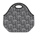 White And Grey Indian Elephant Print Neoprene Lunch Bag