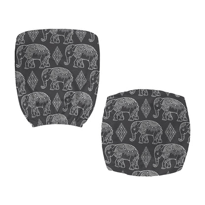 White And Grey Indian Elephant Print Office Chair Cover