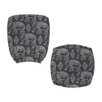 White And Grey Indian Elephant Print Office Chair Cover