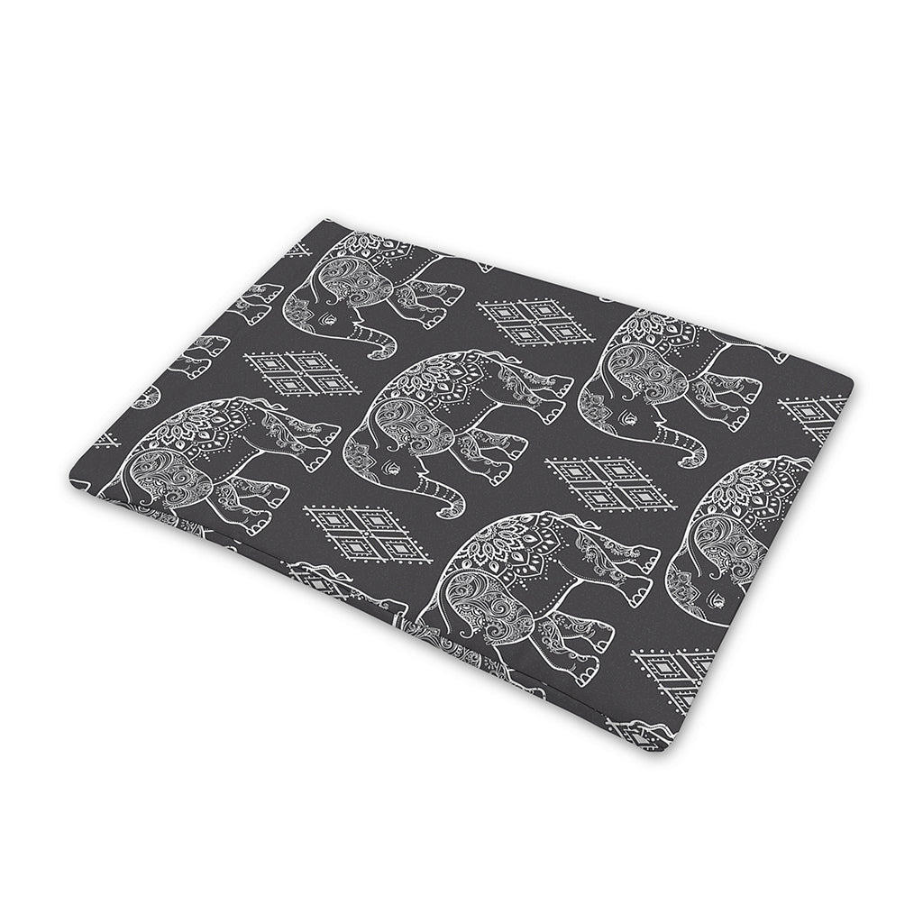 White And Grey Indian Elephant Print Pet Cooling Mat Cover