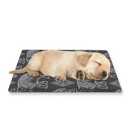 White And Grey Indian Elephant Print Pet Cooling Mat Cover