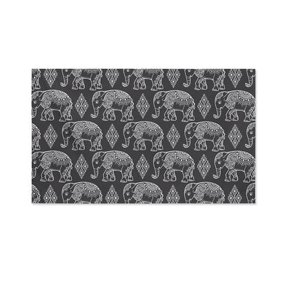 White And Grey Indian Elephant Print Polyester Flag
