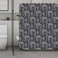White And Grey Indian Elephant Print Polyester Shower Curtain