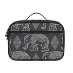 White And Grey Indian Elephant Print Portable Lunch Bag