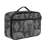 White And Grey Indian Elephant Print Portable Lunch Bag