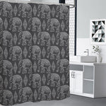 White And Grey Indian Elephant Print Premium Shower Curtain