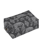White And Grey Indian Elephant Print Rectangle Tissue Box Cover