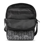 White And Grey Indian Elephant Print Rectangular Crossbody Bag