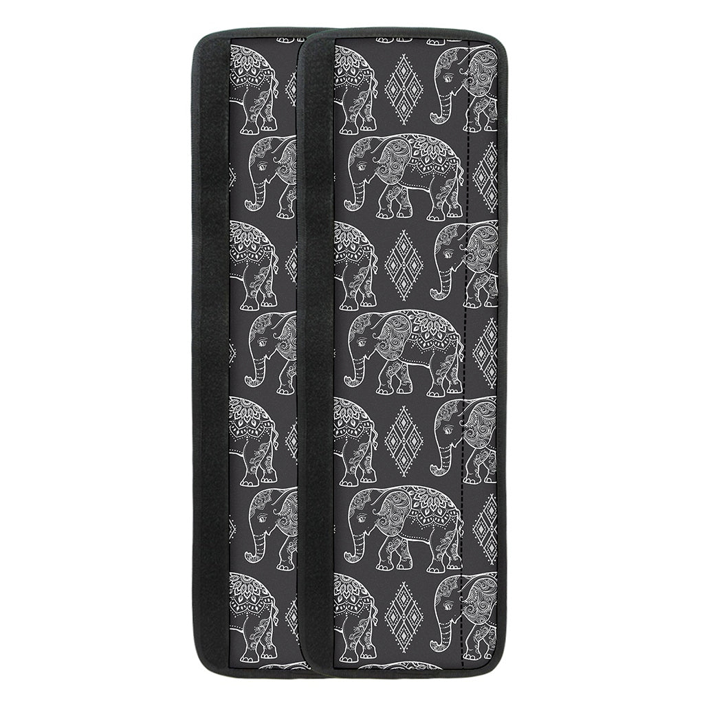 White And Grey Indian Elephant Print Refrigerator Handle Covers