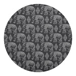 White And Grey Indian Elephant Print Round Blanket