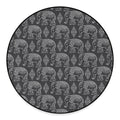 White And Grey Indian Elephant Print Round Floor Mat