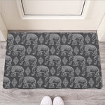 White And Grey Indian Elephant Print Rubber Doormat