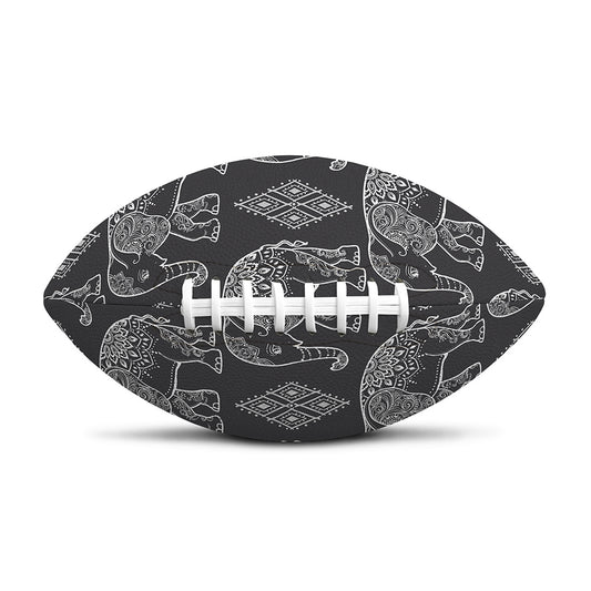 White And Grey Indian Elephant Print Rugby Ball