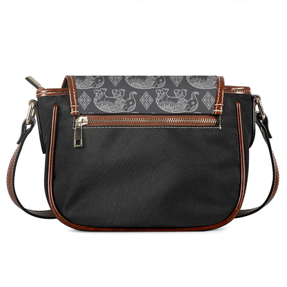 White And Grey Indian Elephant Print Saddle Bag