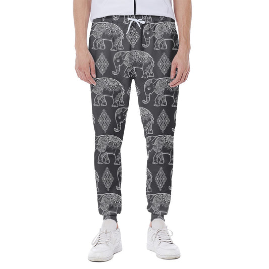 White And Grey Indian Elephant Print Scuba Joggers