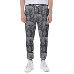 White And Grey Indian Elephant Print Scuba Joggers