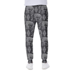 White And Grey Indian Elephant Print Scuba Joggers