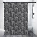 White And Grey Indian Elephant Print Shower Curtain