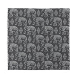 White And Grey Indian Elephant Print Silk Bandana