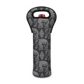 White And Grey Indian Elephant Print Single Neoprene Wine Tote